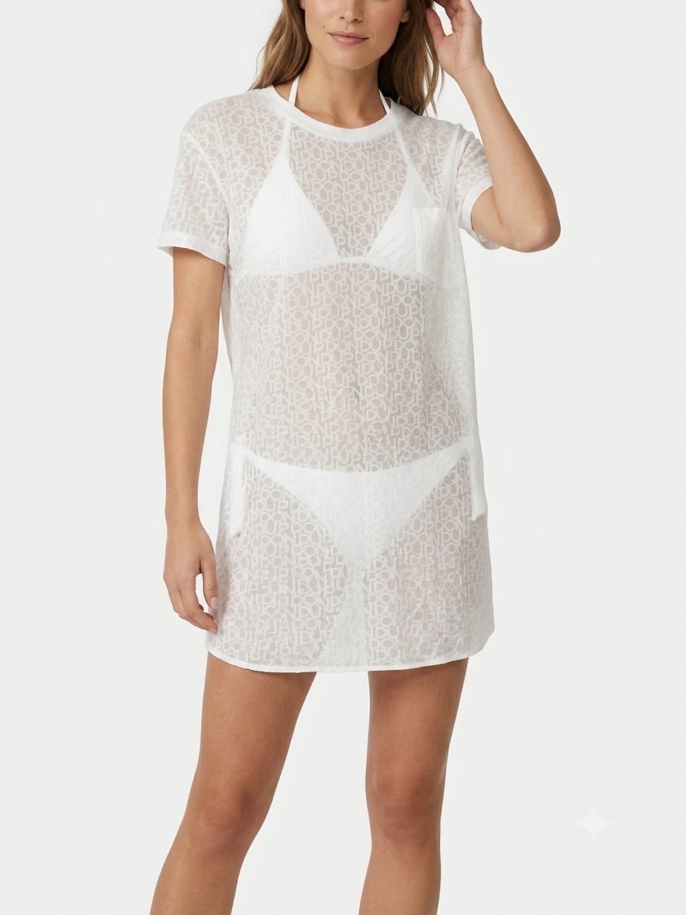 NWT Dondup Logo T Shirt Dress White Spellout Coverup Sz XL